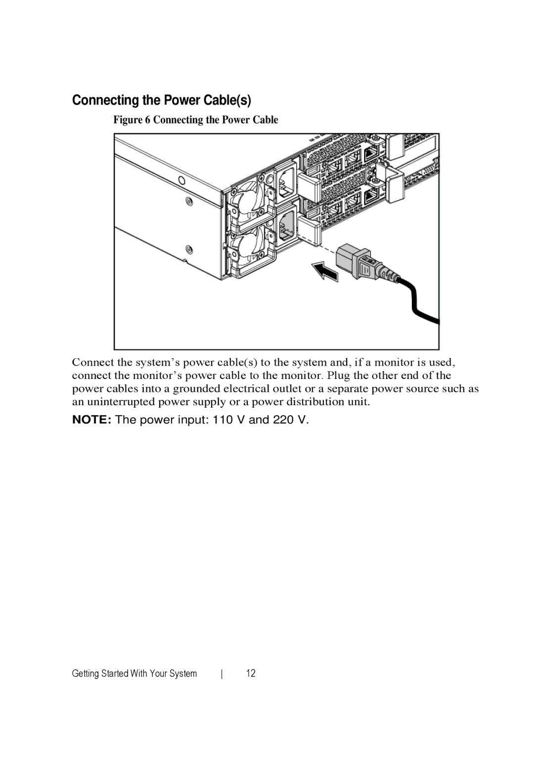 Dell C6220 manual Connecting the Power Cables 