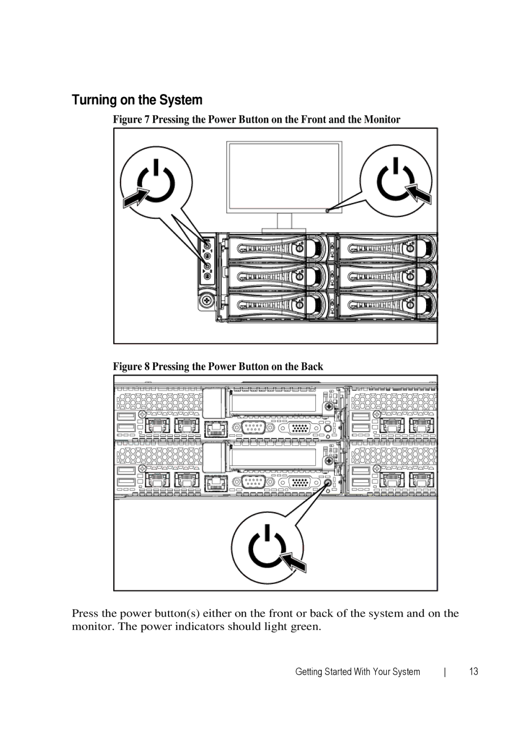 Dell C6220 manual Turning on the System 