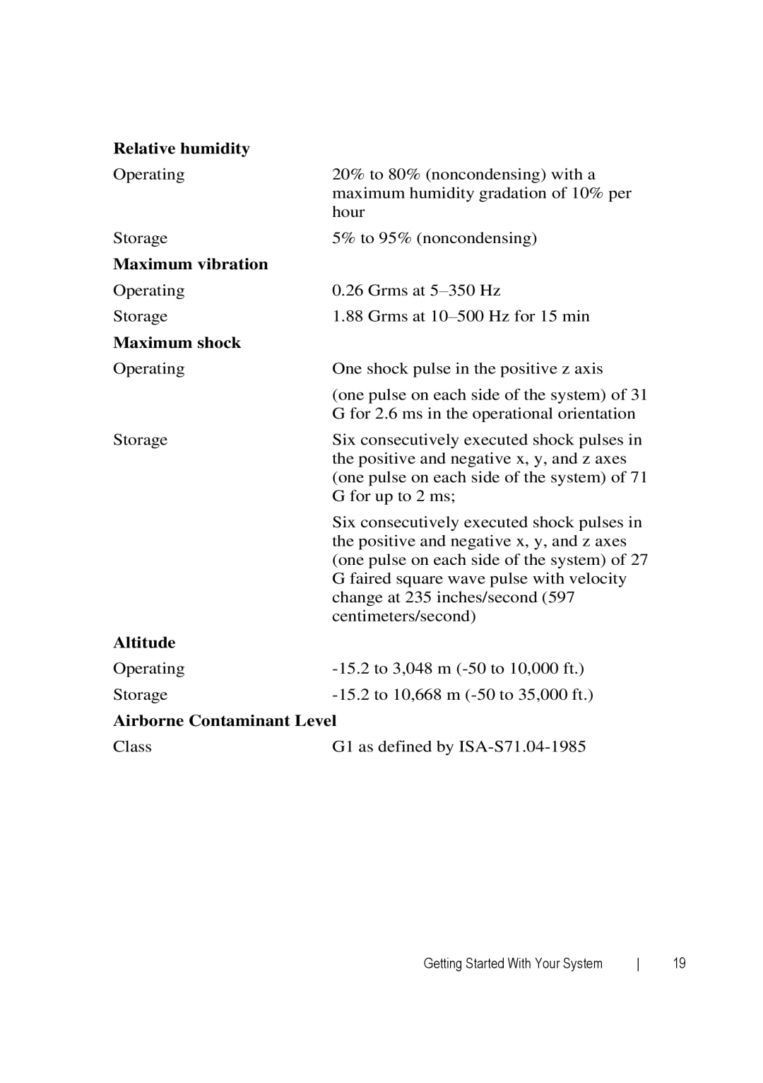 Dell C6220 manual Maximum vibration 