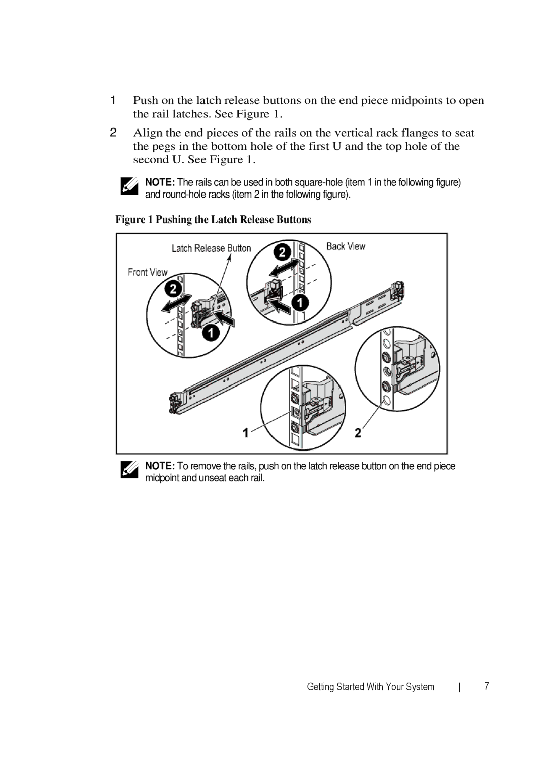 Dell C6220 manual Pushing the Latch Release Buttons 