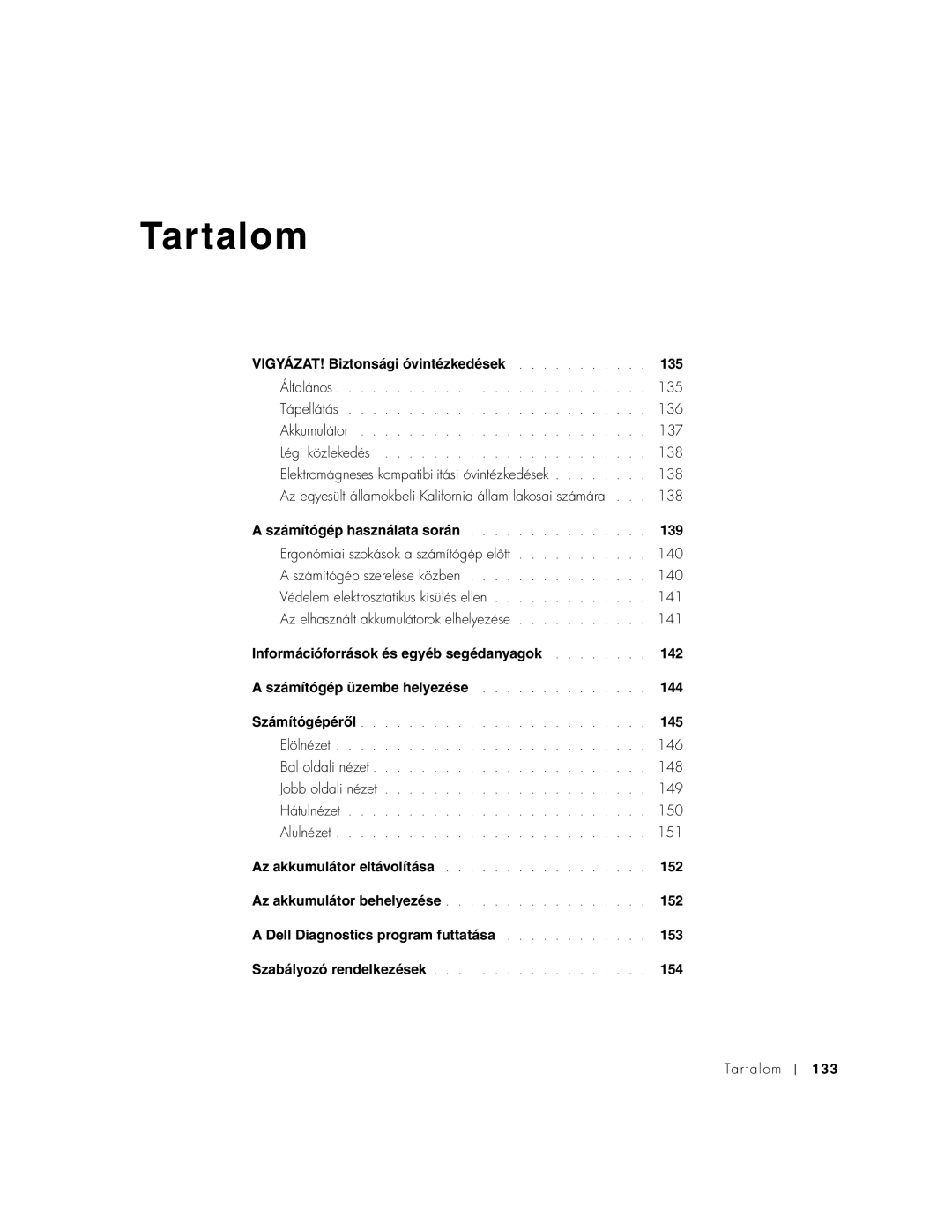 Dell C540, C640 manual Tartalom 