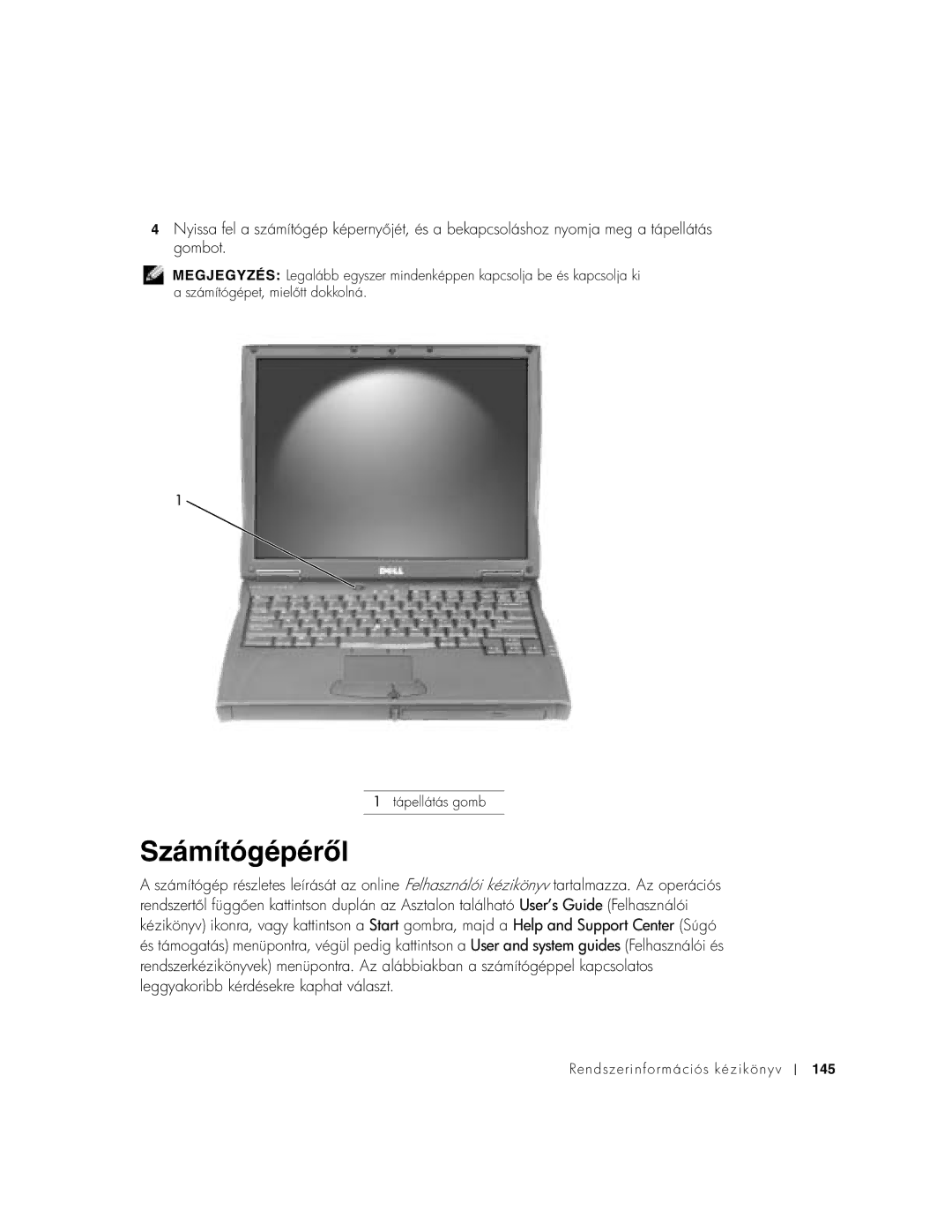 Dell C540, C640 manual Számítógépéről 