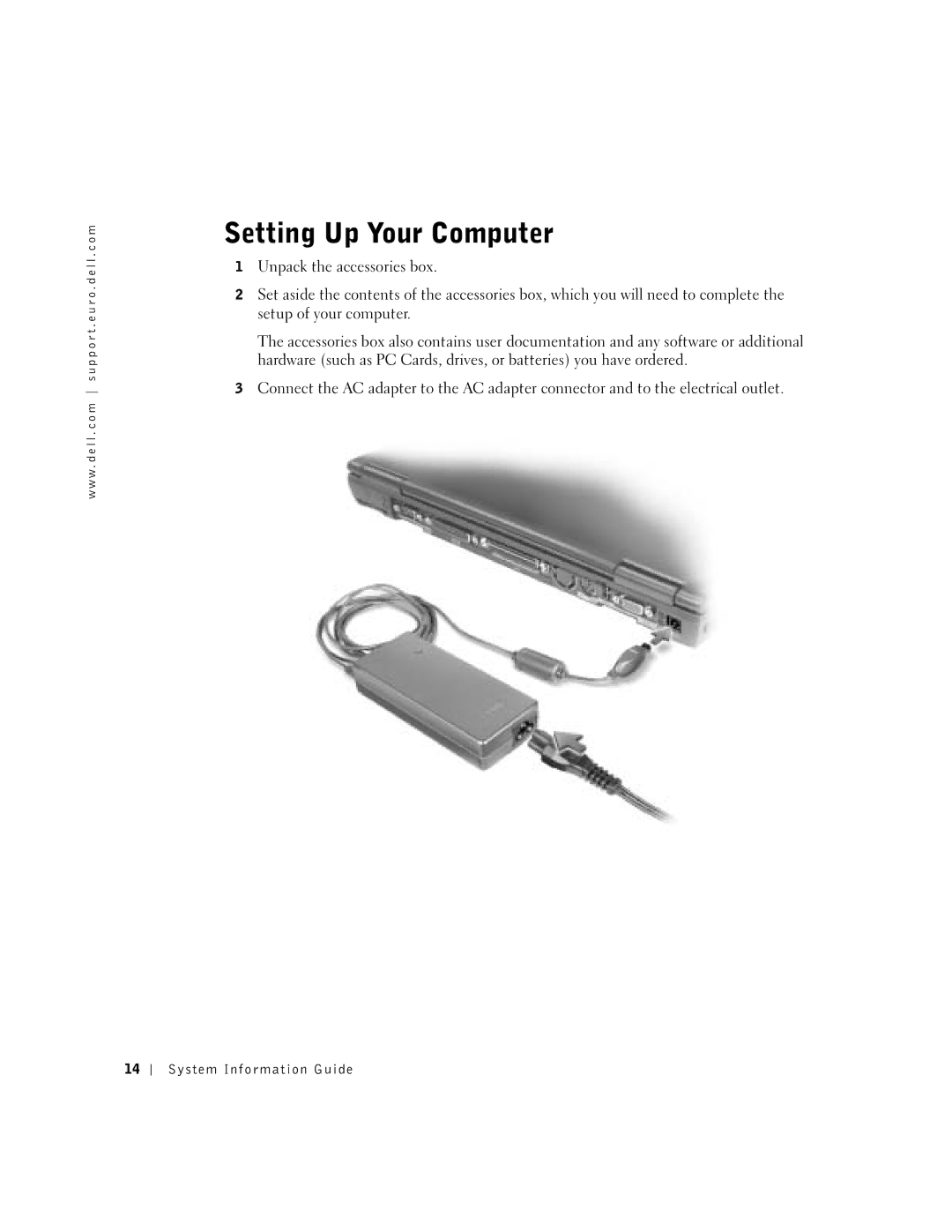 Dell C640, C540 manual Setting Up Your Computer 