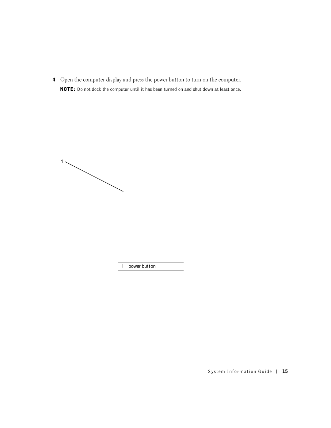 Dell C540, C640 manual Power button System Information Guide 