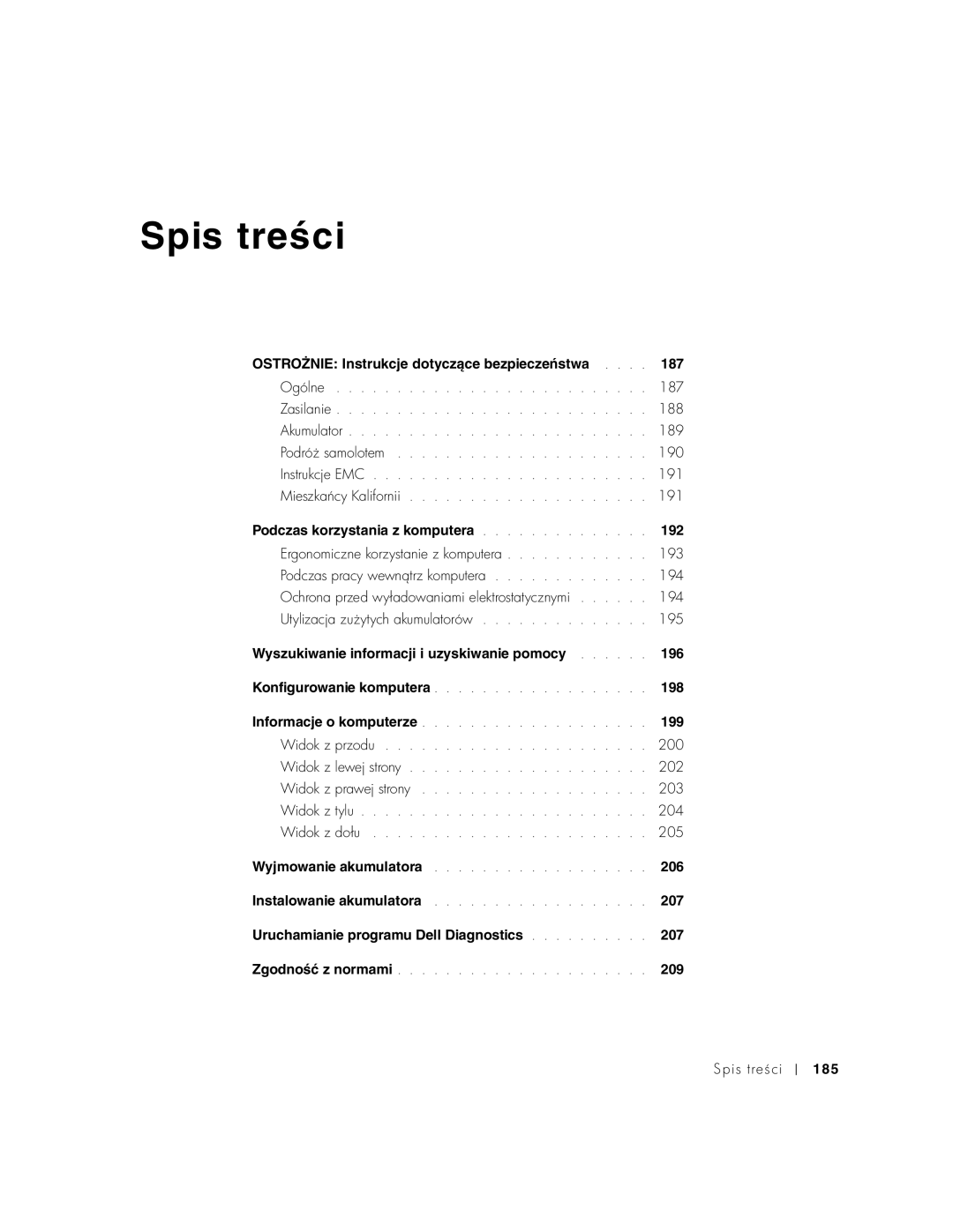 Dell C540, C640 manual Spis treści 