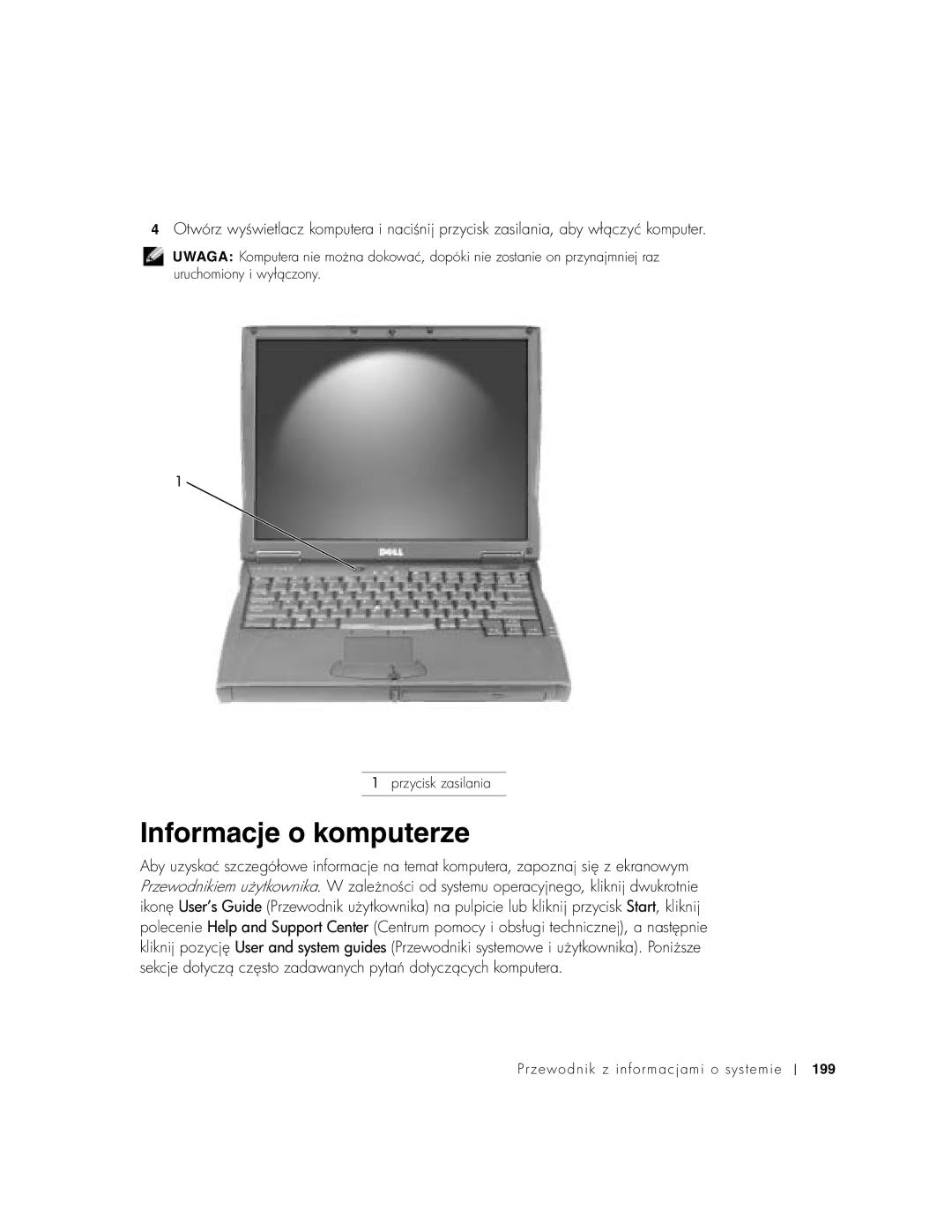 Dell C540, C640 manual Informacje o komputerze 