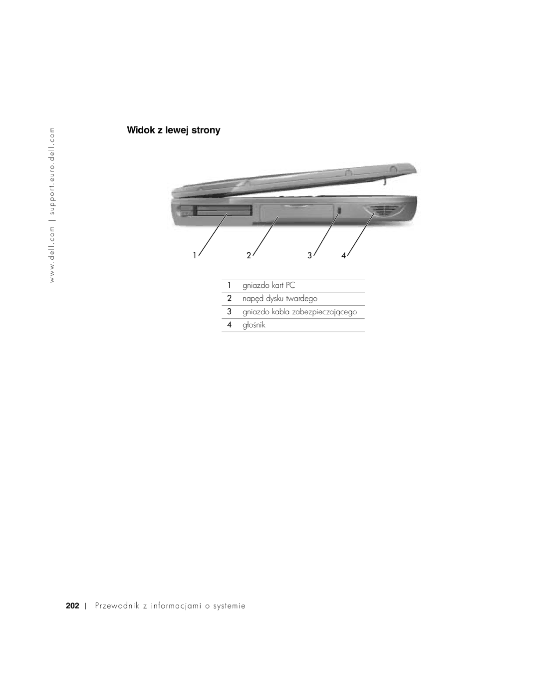 Dell C640, C540 manual Widok z lewej strony 