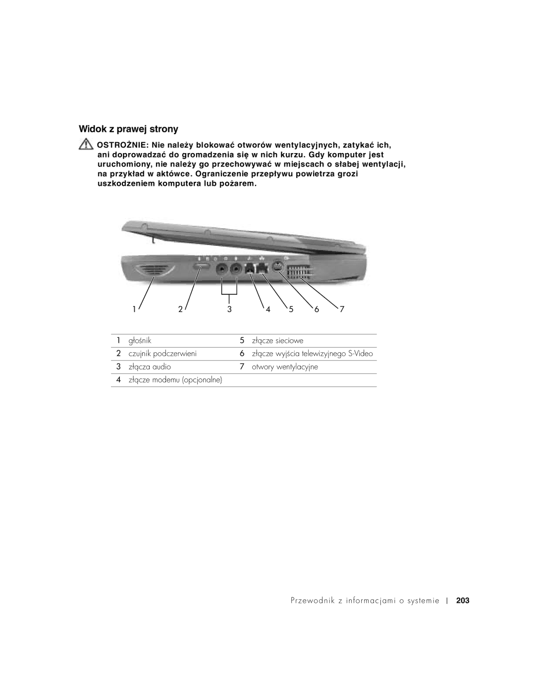 Dell C540, C640 manual Widok z prawej strony 