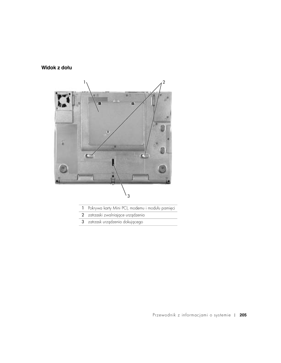 Dell C540, C640 manual Widok z dołu 