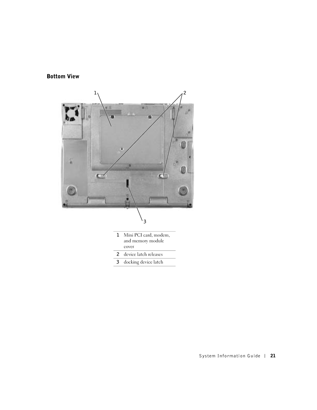 Dell C540, C640 manual Bottom View 