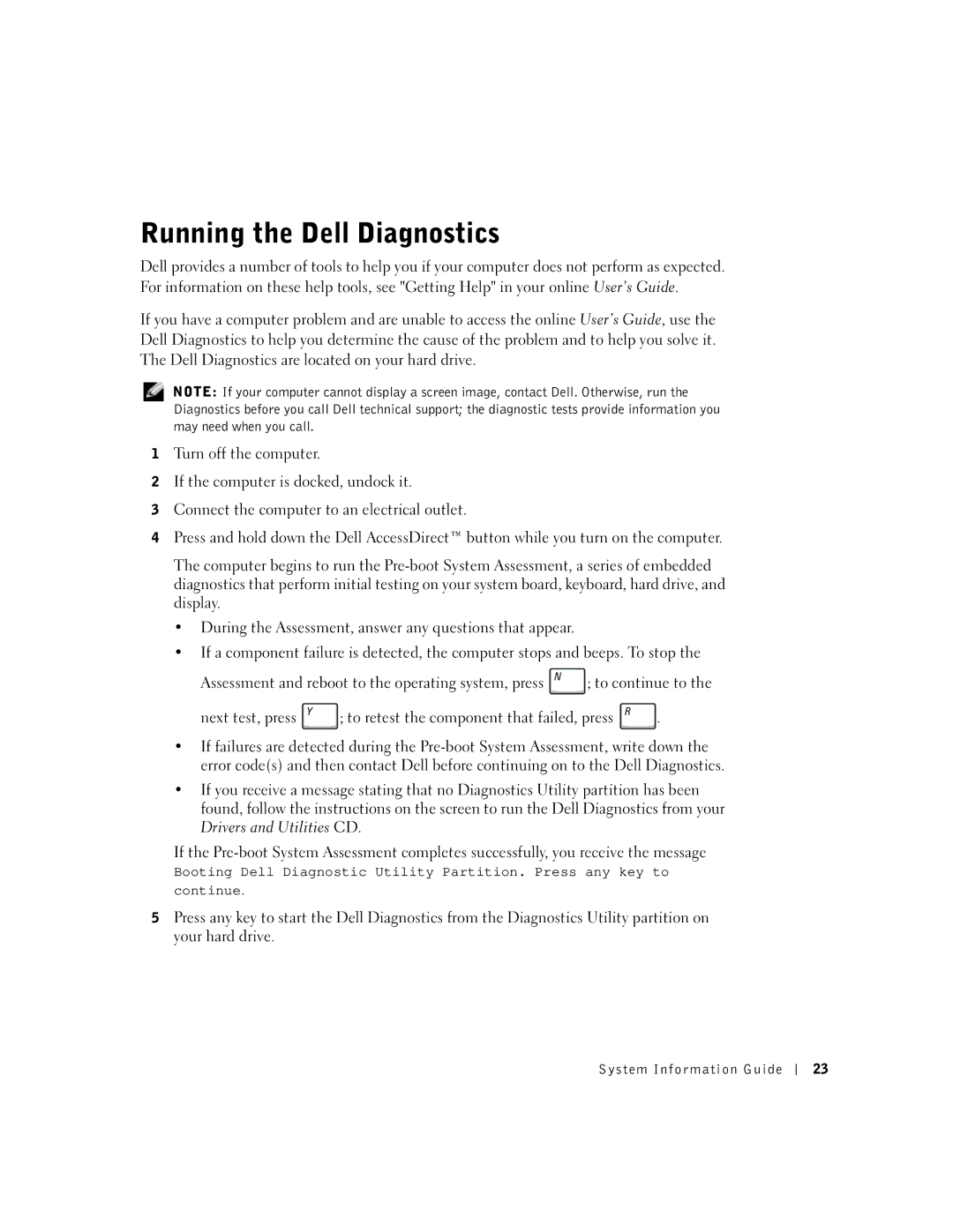 Dell C540, C640 manual Running the Dell Diagnostics, Drivers and Utilities CD 