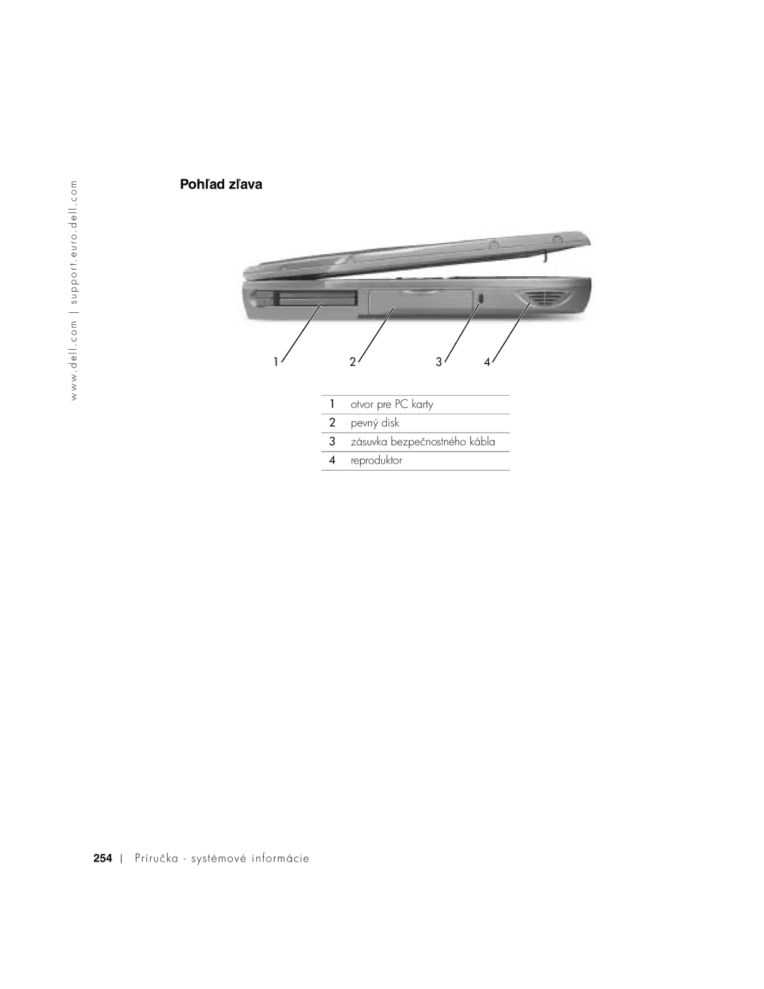 Dell C640, C540 manual Pohľad zľava 