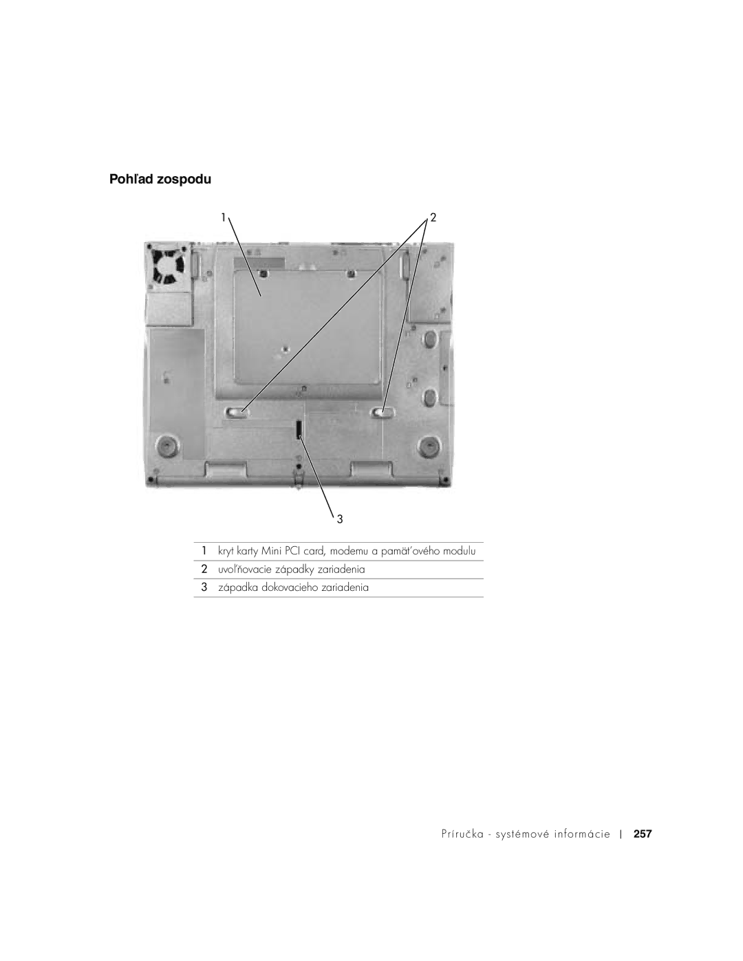 Dell C540, C640 manual Pohľad zospodu 