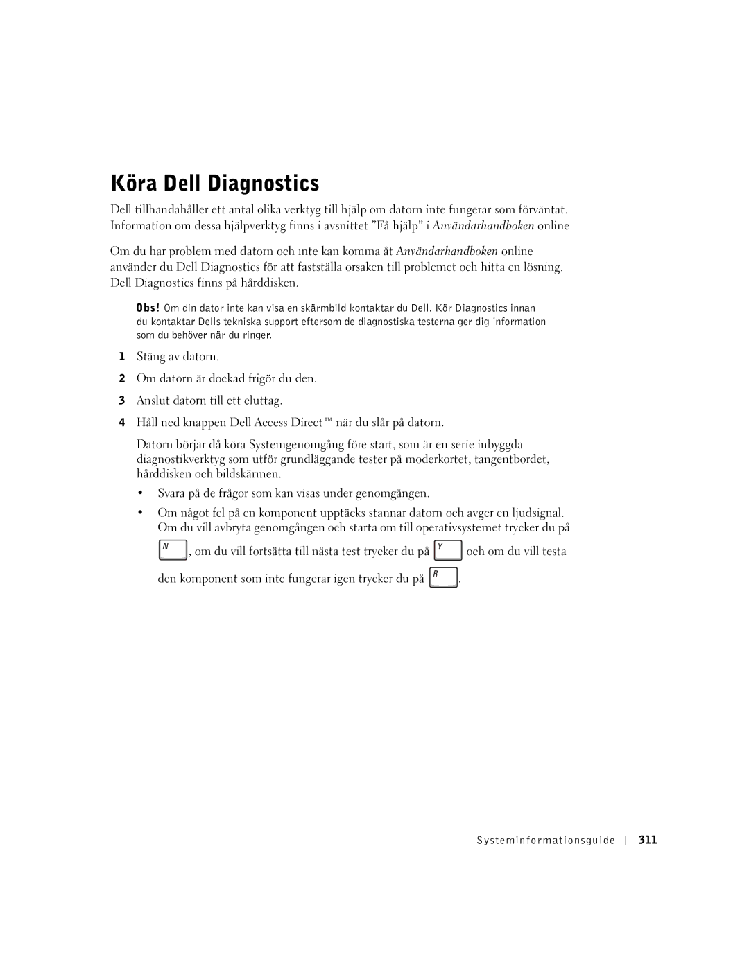 Dell C540, C640 manual Köra Dell Diagnostics 