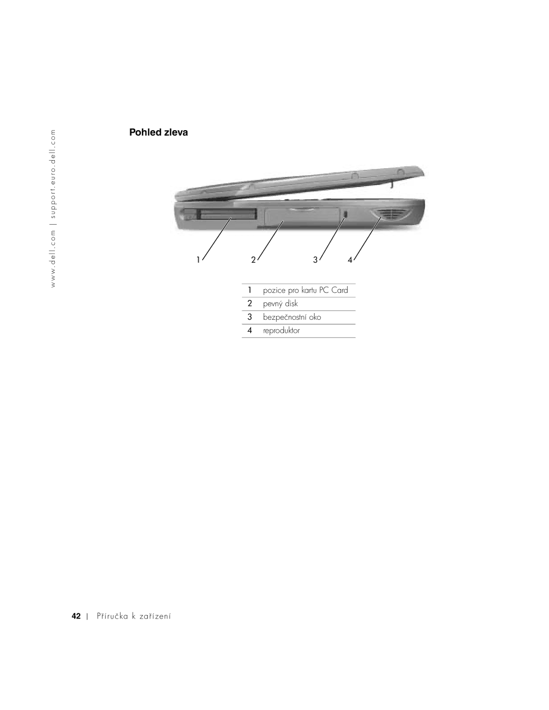 Dell C640, C540 manual Pohled zleva 