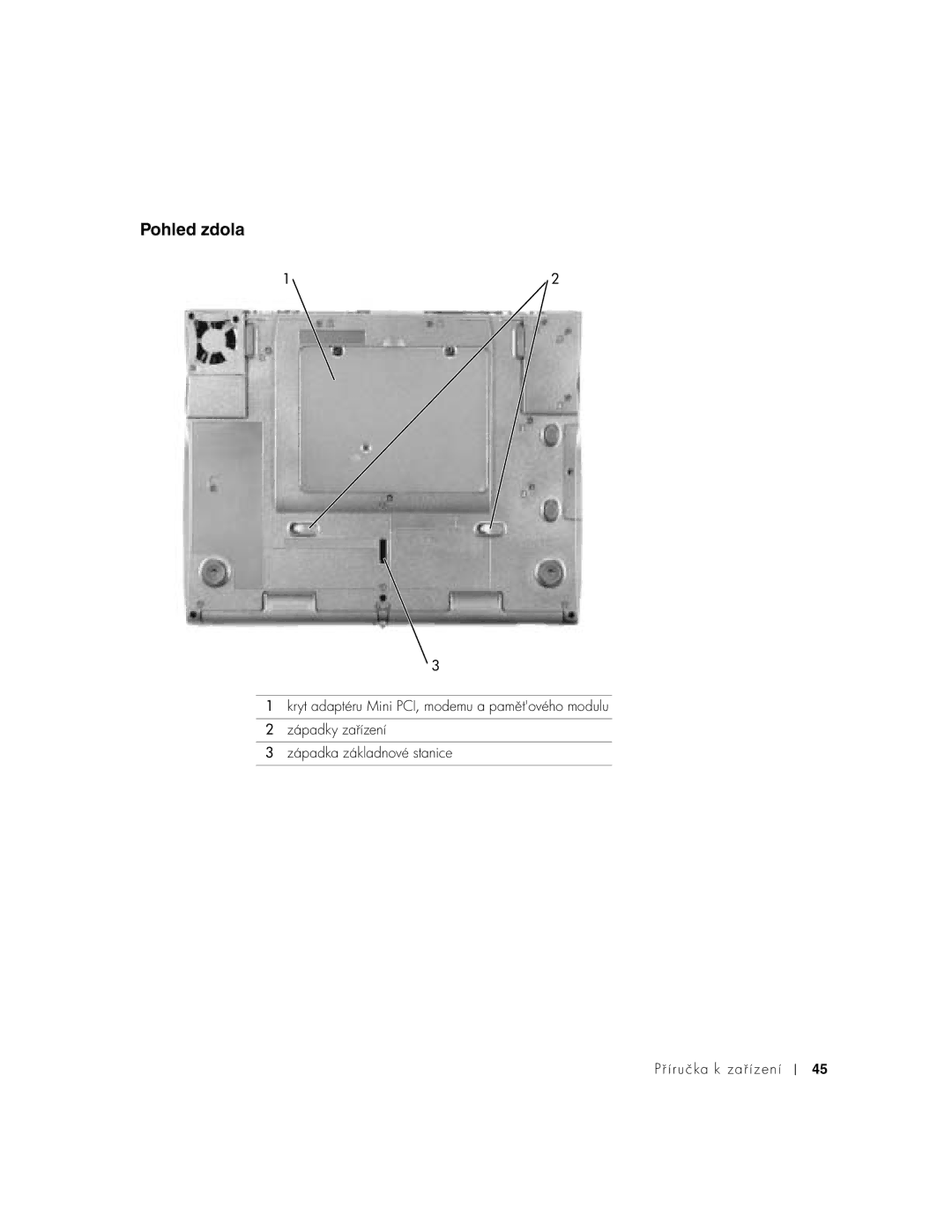 Dell C540, C640 manual Pohled zdola 