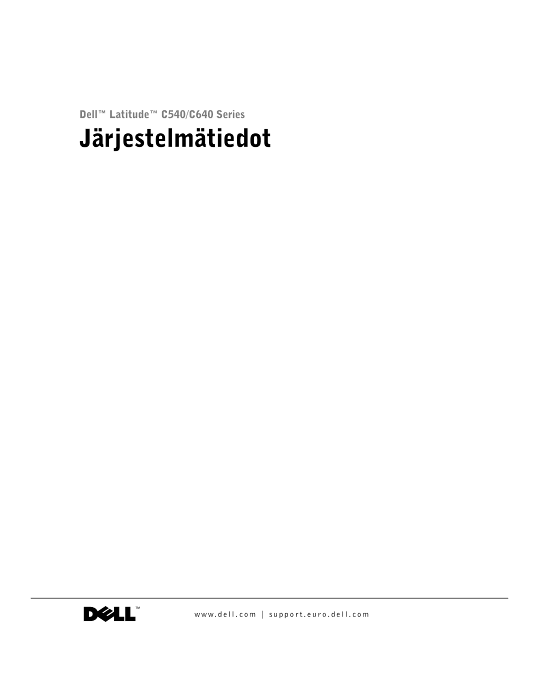 Dell C540, C640 manual Järjestelmätiedot 