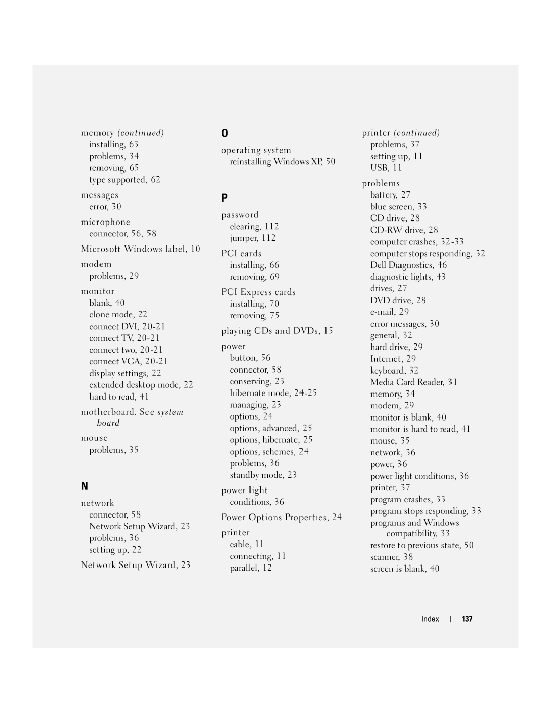 Dell C7565 manual Index 137 