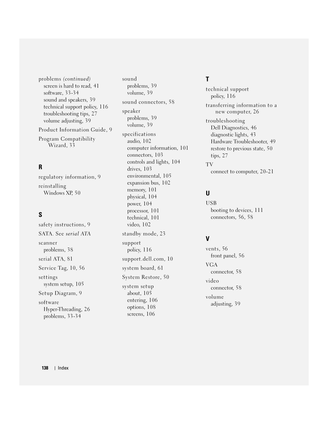 Dell C7565 manual Usb, Index 