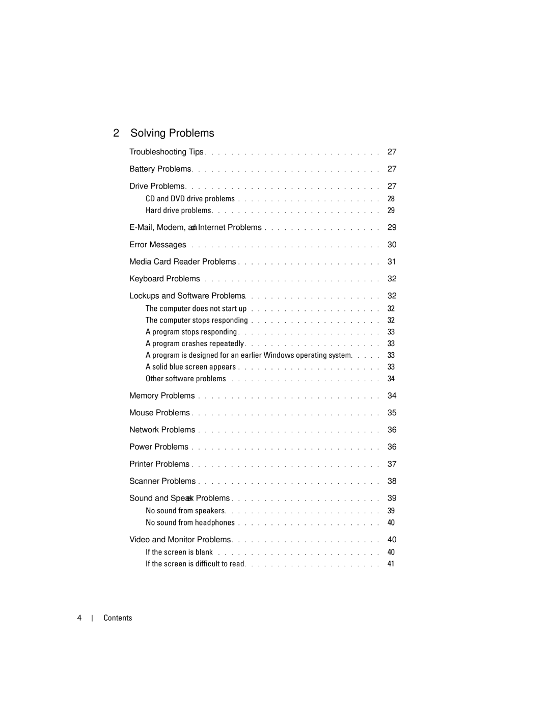 Dell C7565 manual Solving Problems, Mail, Modem, and Internet Problems 