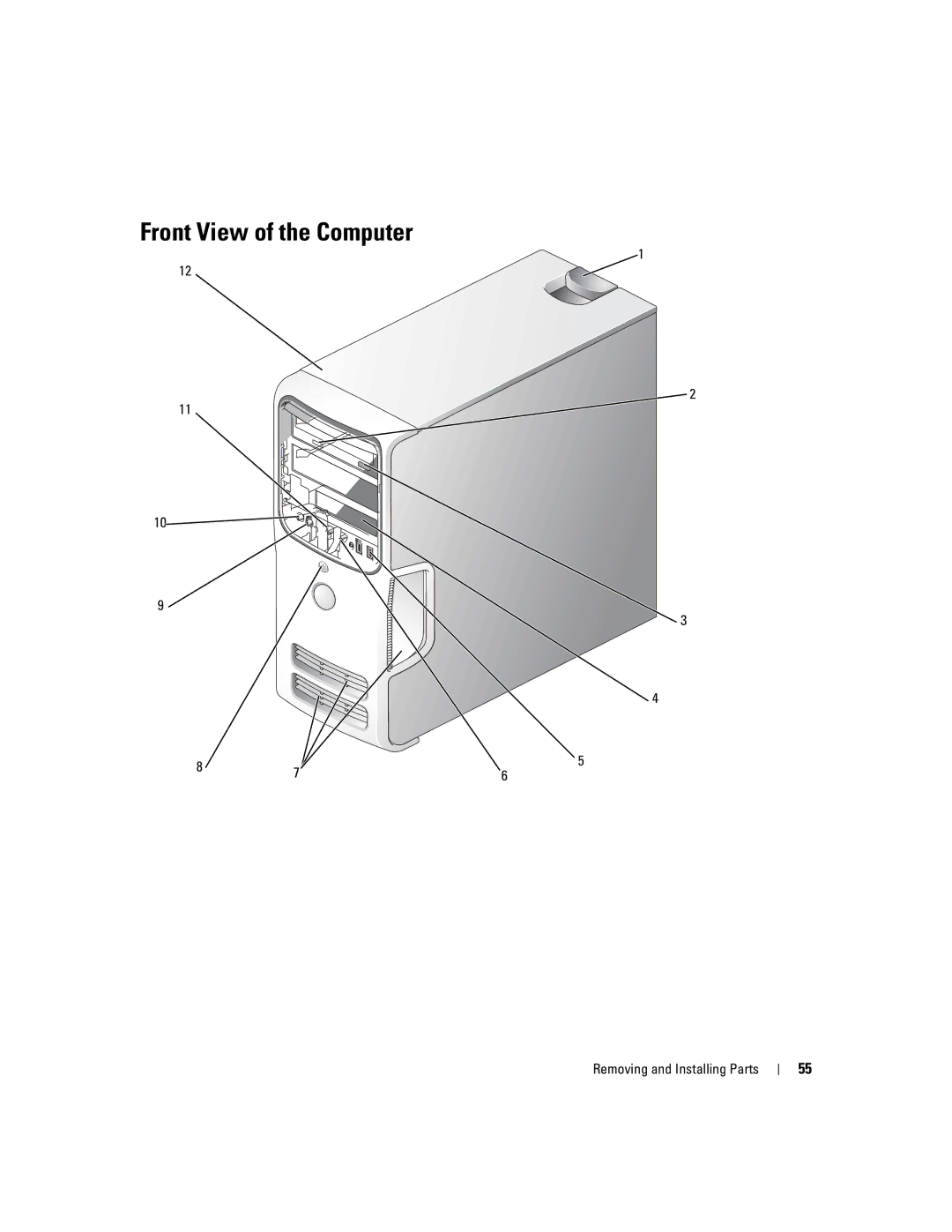 Dell C7565 manual Front View of the Computer 