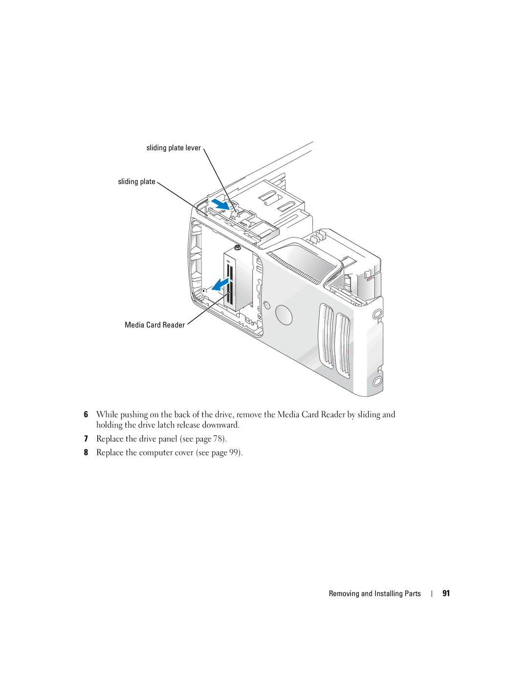 Dell C7565 manual Sliding plate lever Media Card Reader 