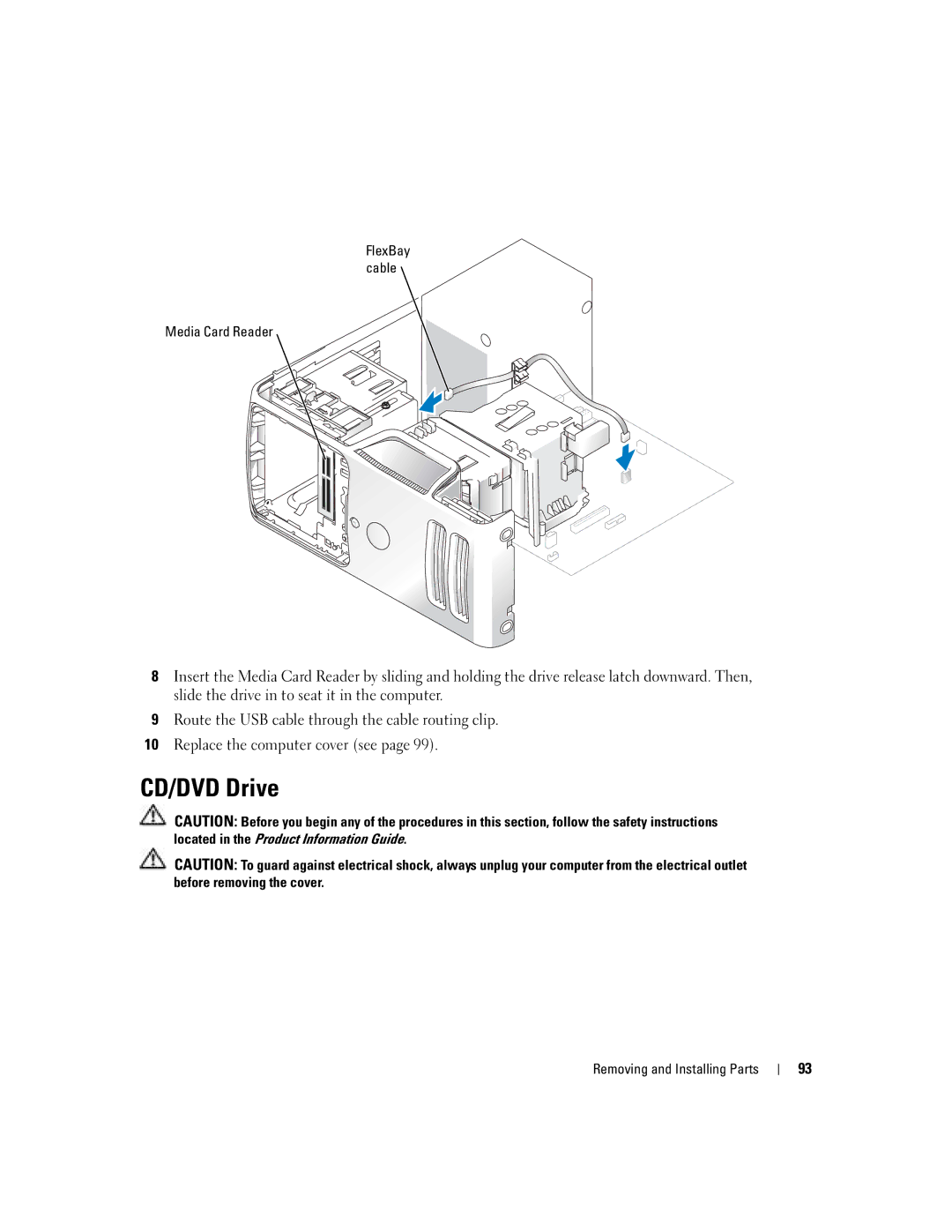 Dell C7565 manual CD/DVD Drive, FlexBay cable Media Card Reader 