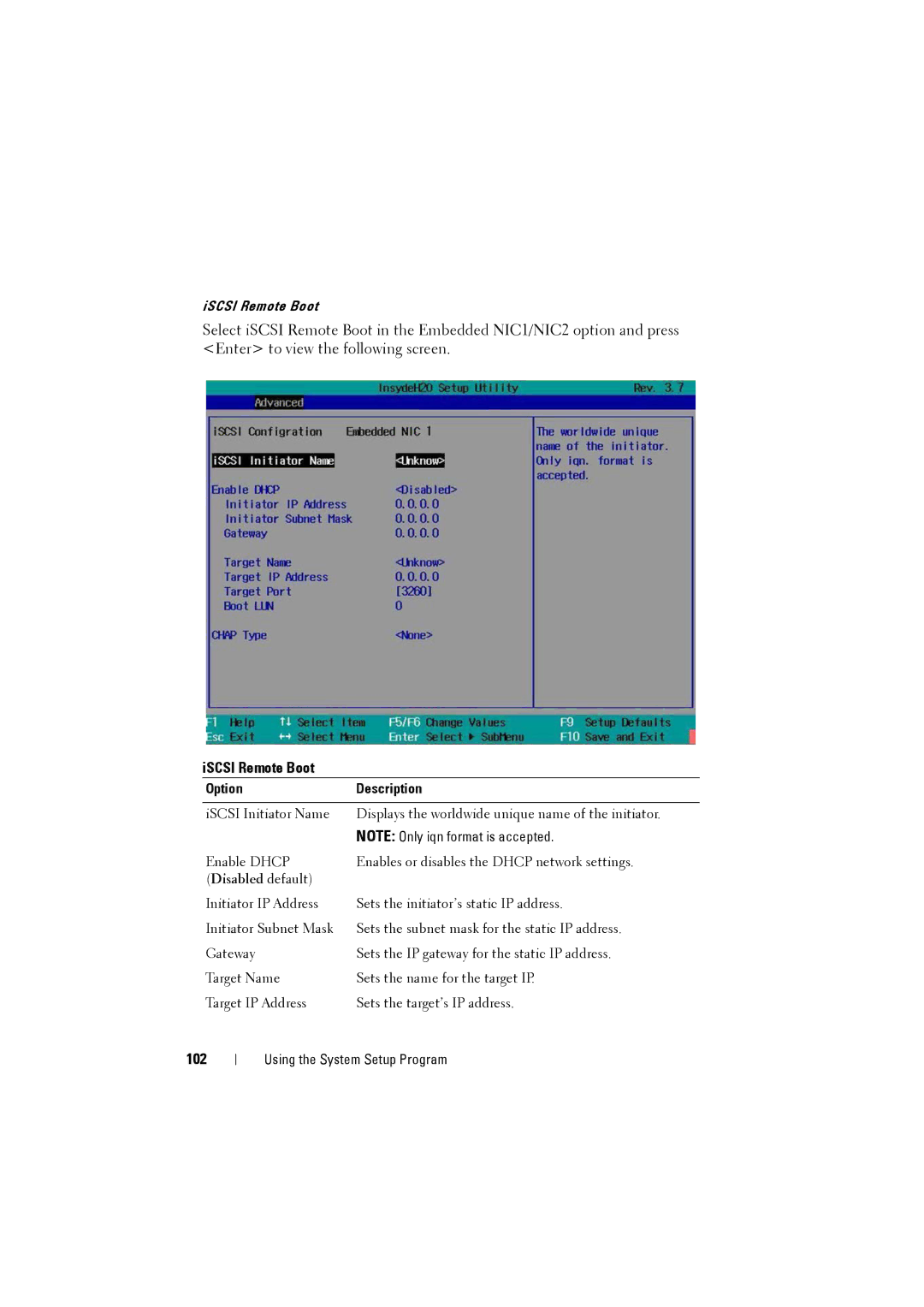 Dell C8000 owner manual ISCSI Remote Boot, 102 