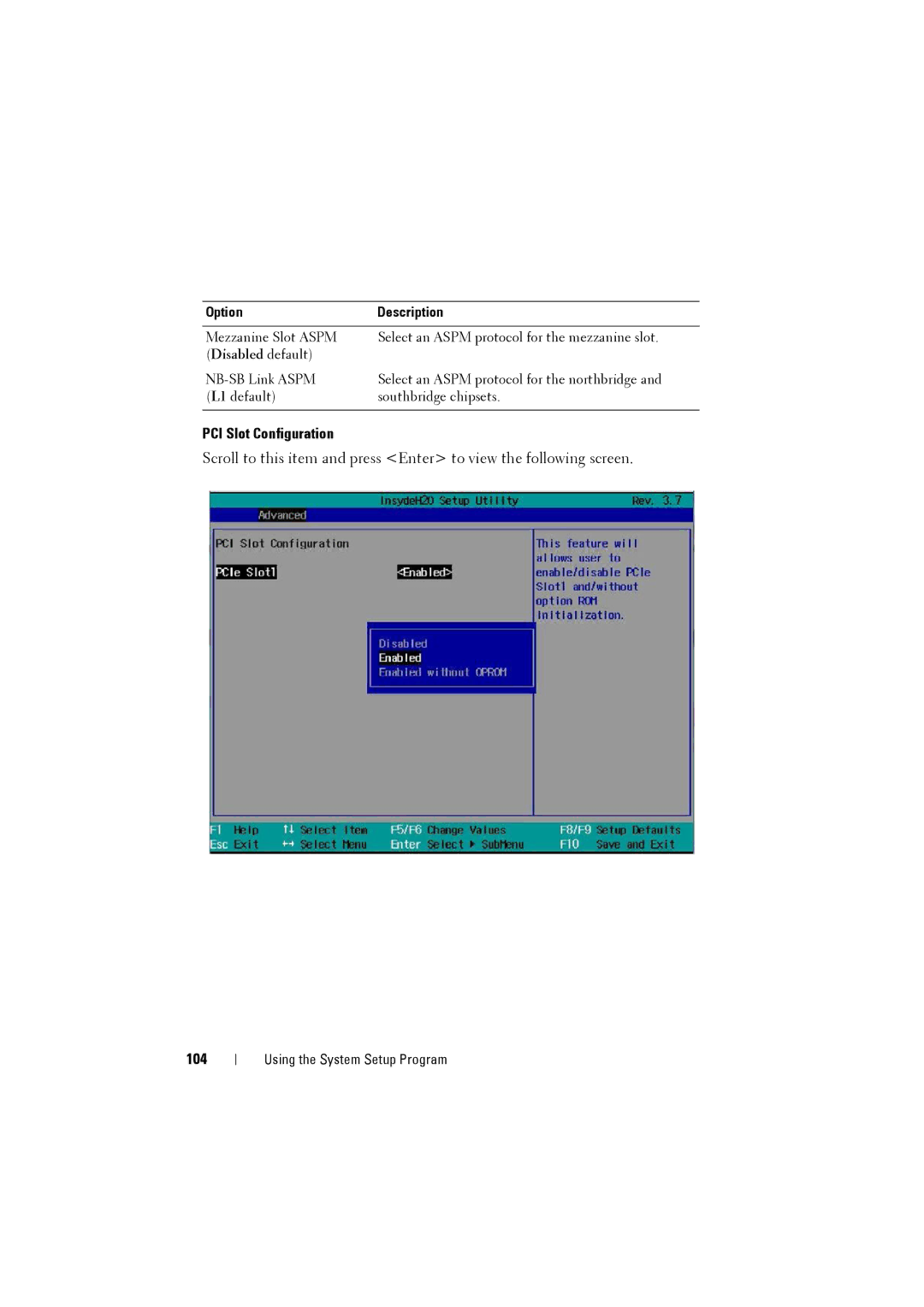 Dell C8000 owner manual PCI Slot Configuration, 104 