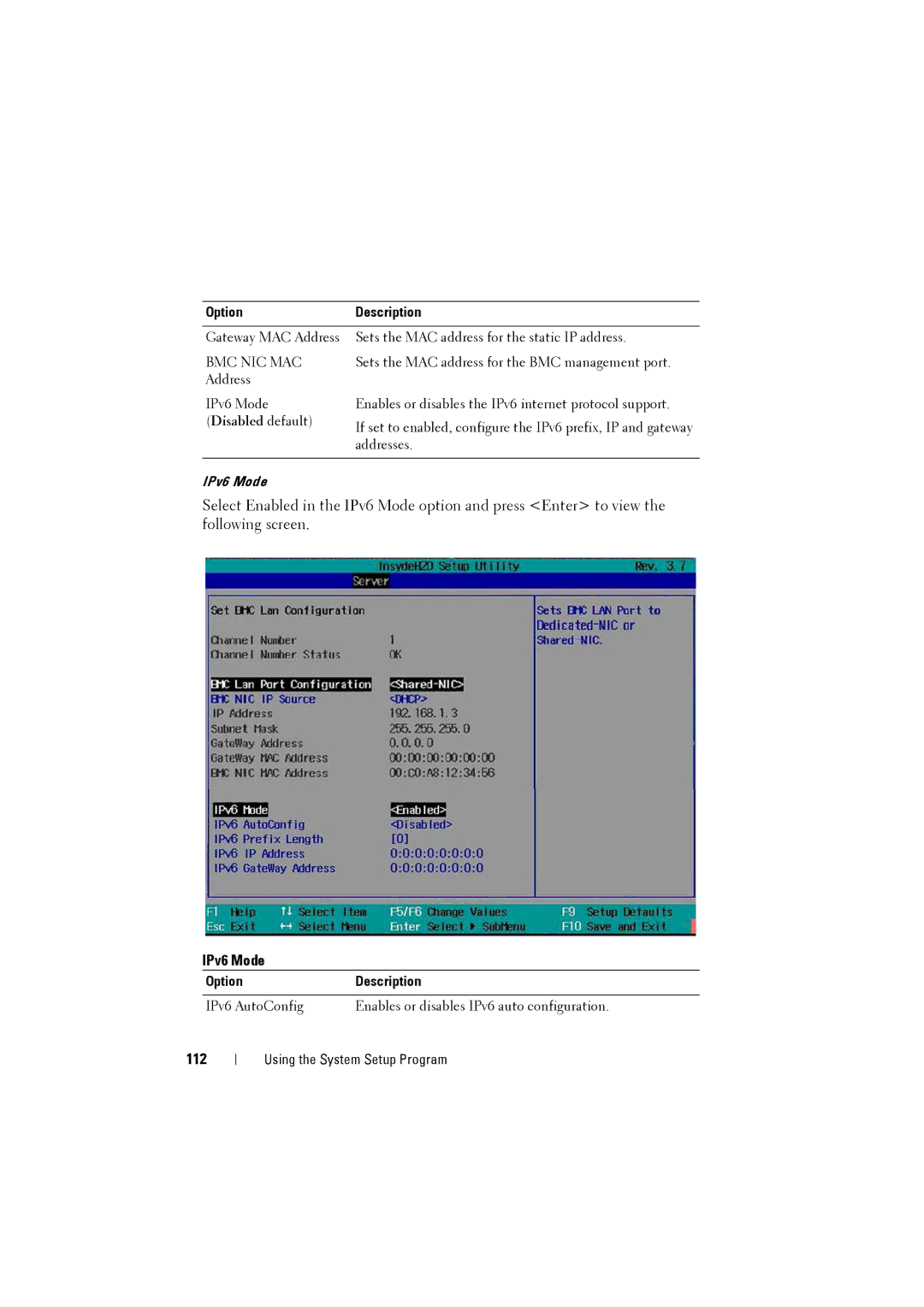 Dell C8000 owner manual IPv6 Mode, 112 