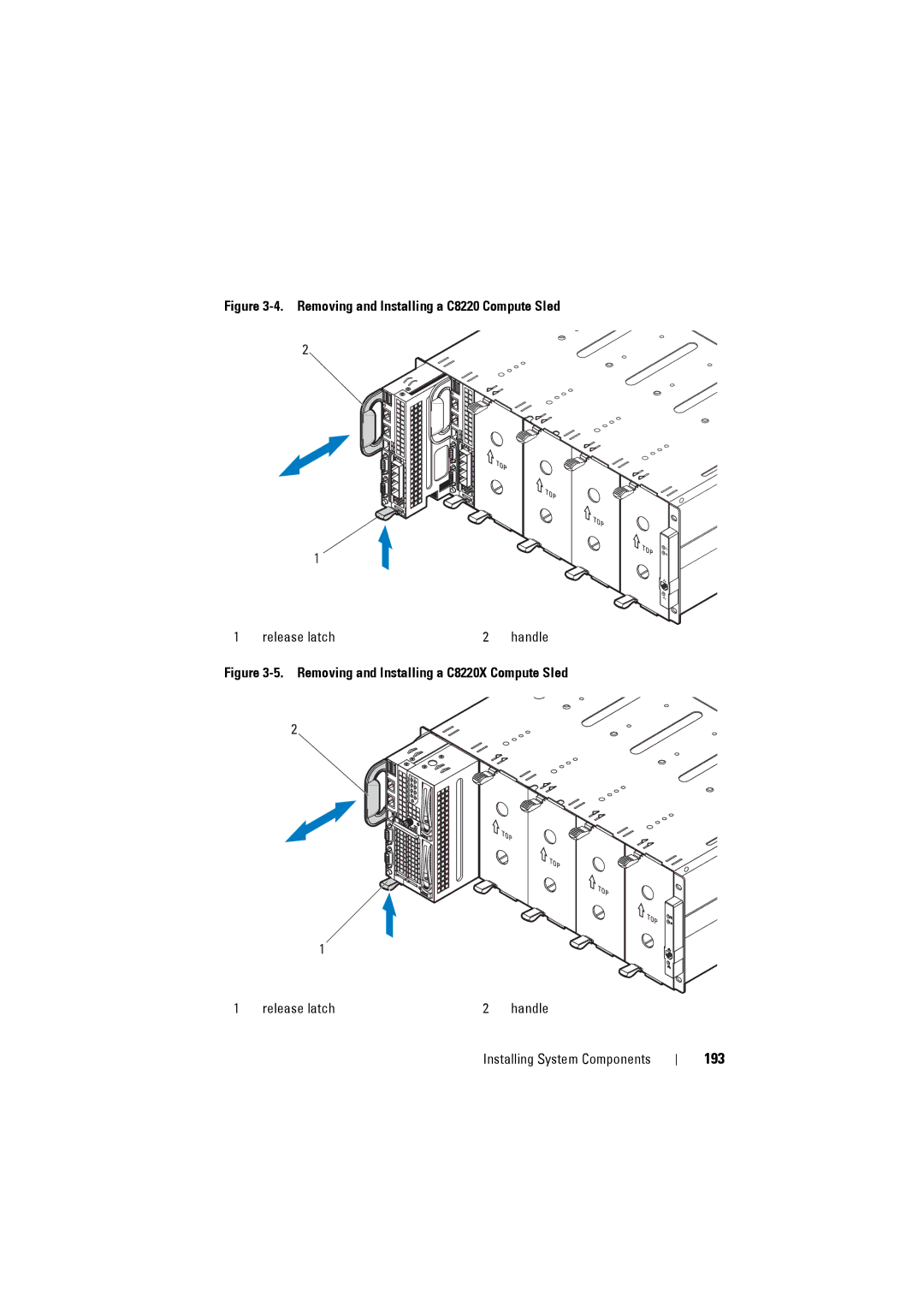Dell C8000 owner manual Removing and Installing a C8220 Compute Sled, Removing and Installing a C8220X Compute Sled 