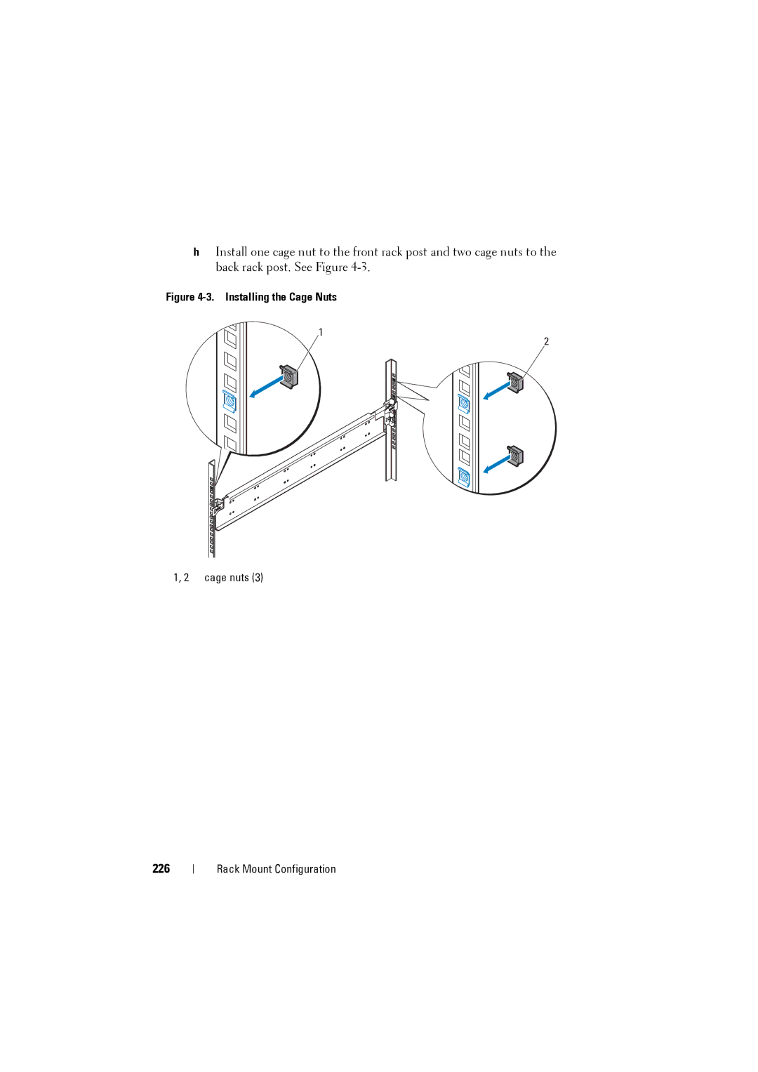 Dell C8000 owner manual 226, Installing the Cage Nuts 