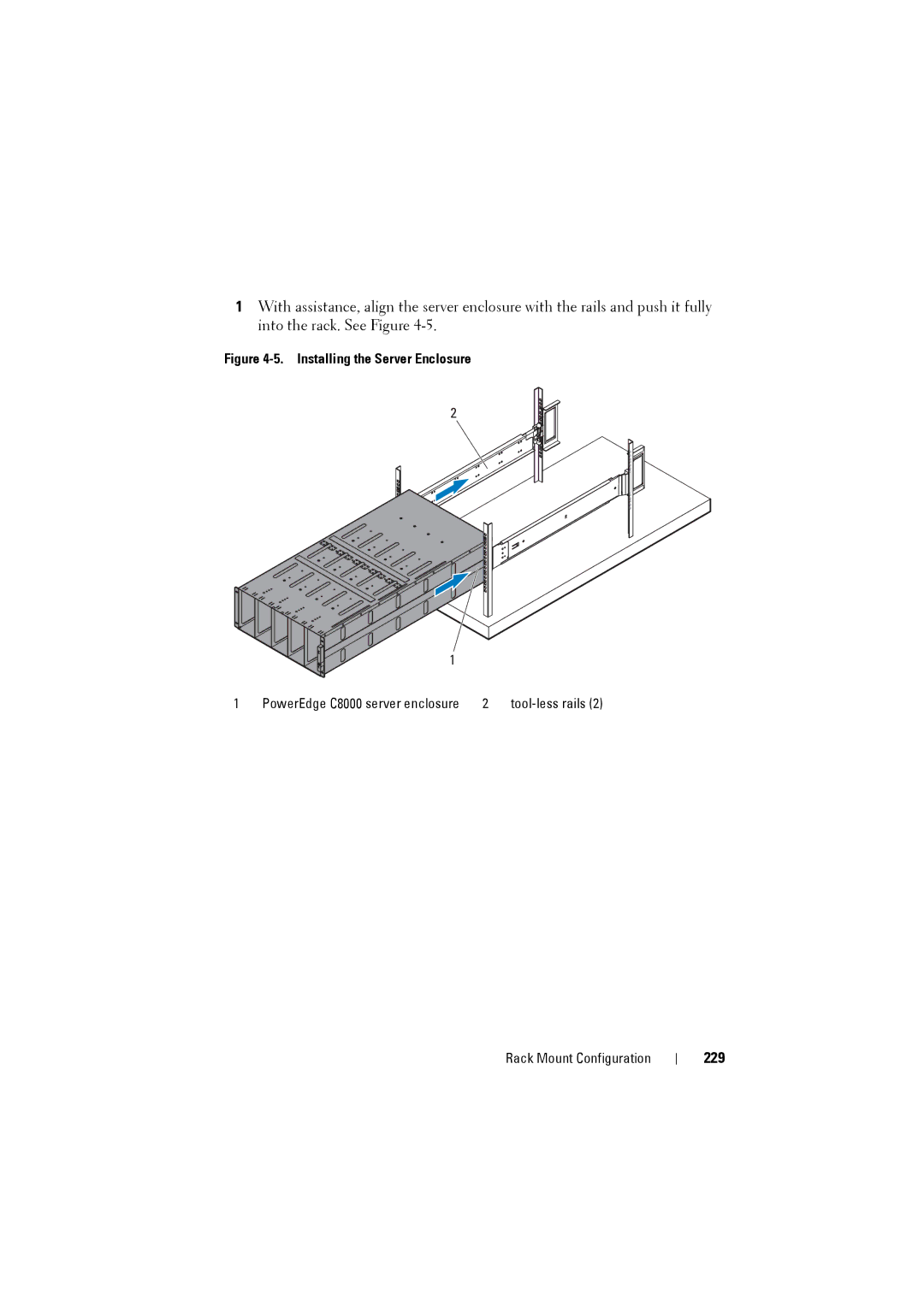 Dell C8000 owner manual 229, Installing the Server Enclosure 