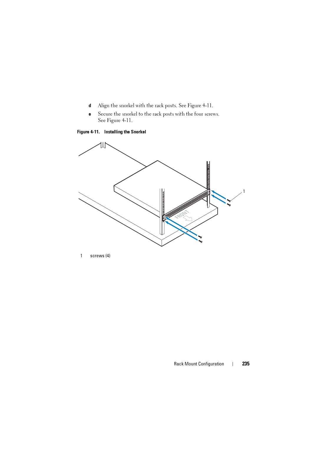 Dell C8000 owner manual 235, Installing the Snorkel 