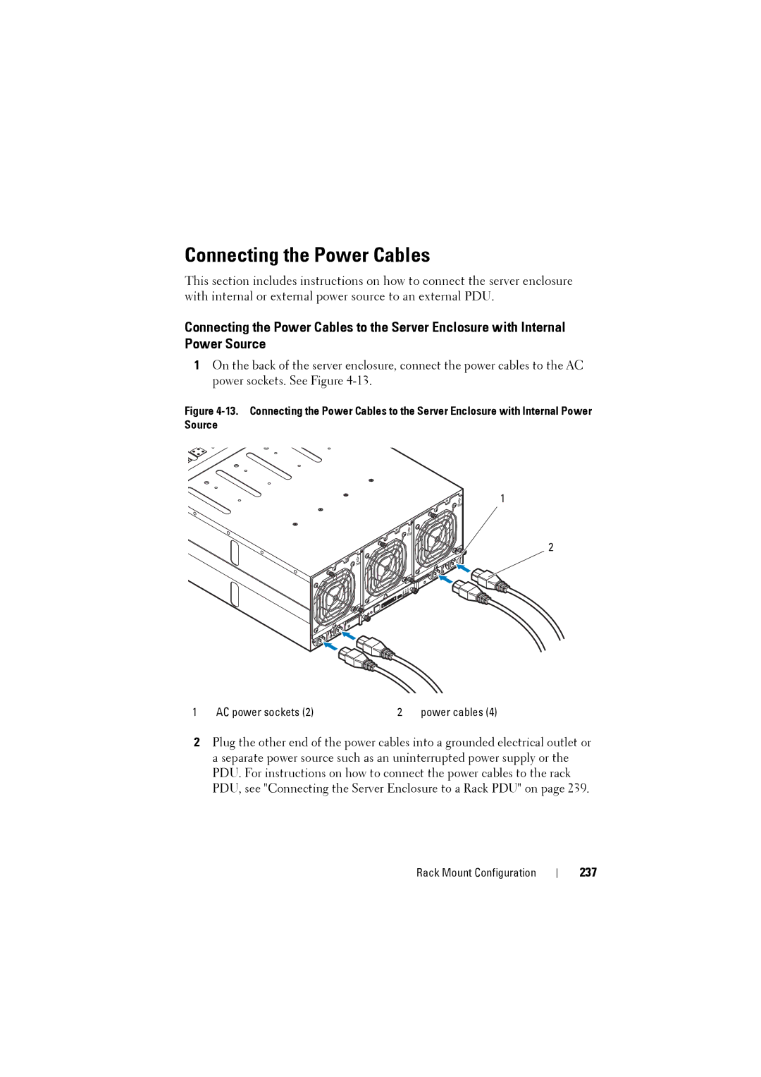 Dell C8000 owner manual Connecting the Power Cables, 237 