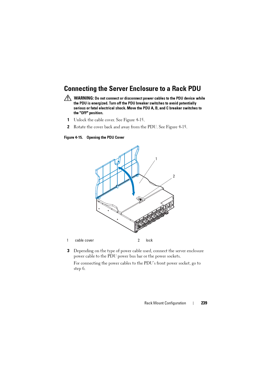 Dell C8000 owner manual 239, Opening the PDU Cover 