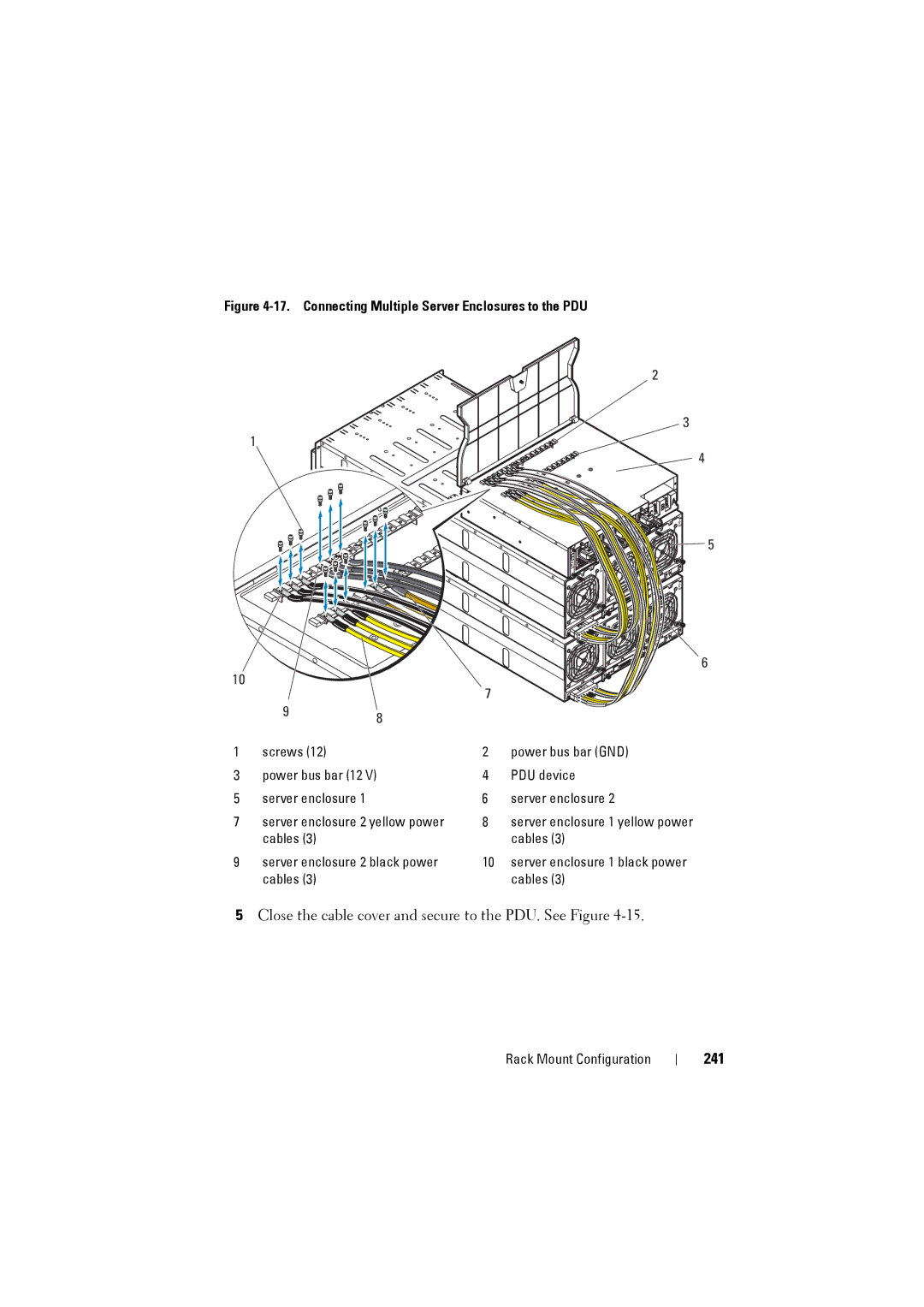 Dell C8000 owner manual 241, Connecting Multiple Server Enclosures to the PDU 