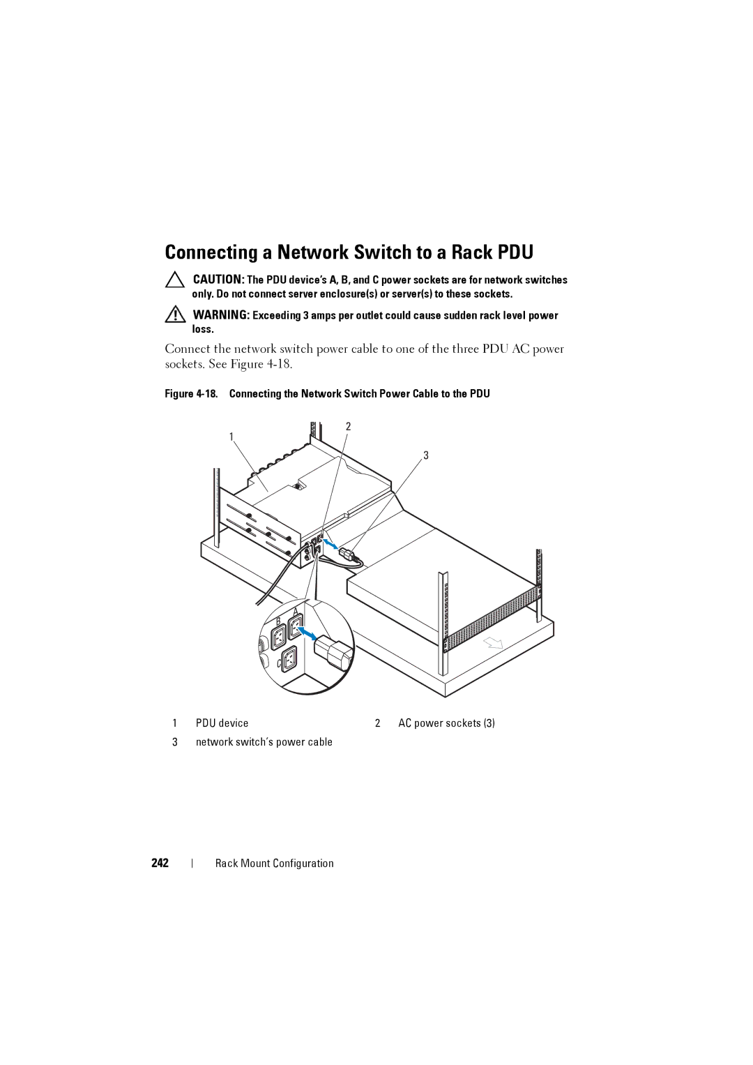 Dell C8000 owner manual Connecting a Network Switch to a Rack PDU, 242 