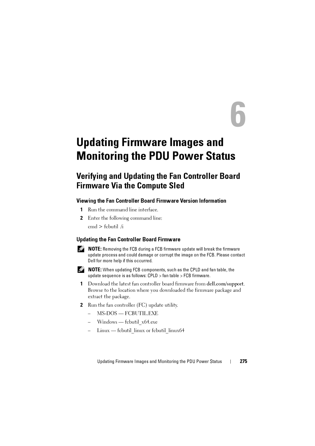 Dell C8000 owner manual Updating the Fan Controller Board Firmware, 275 