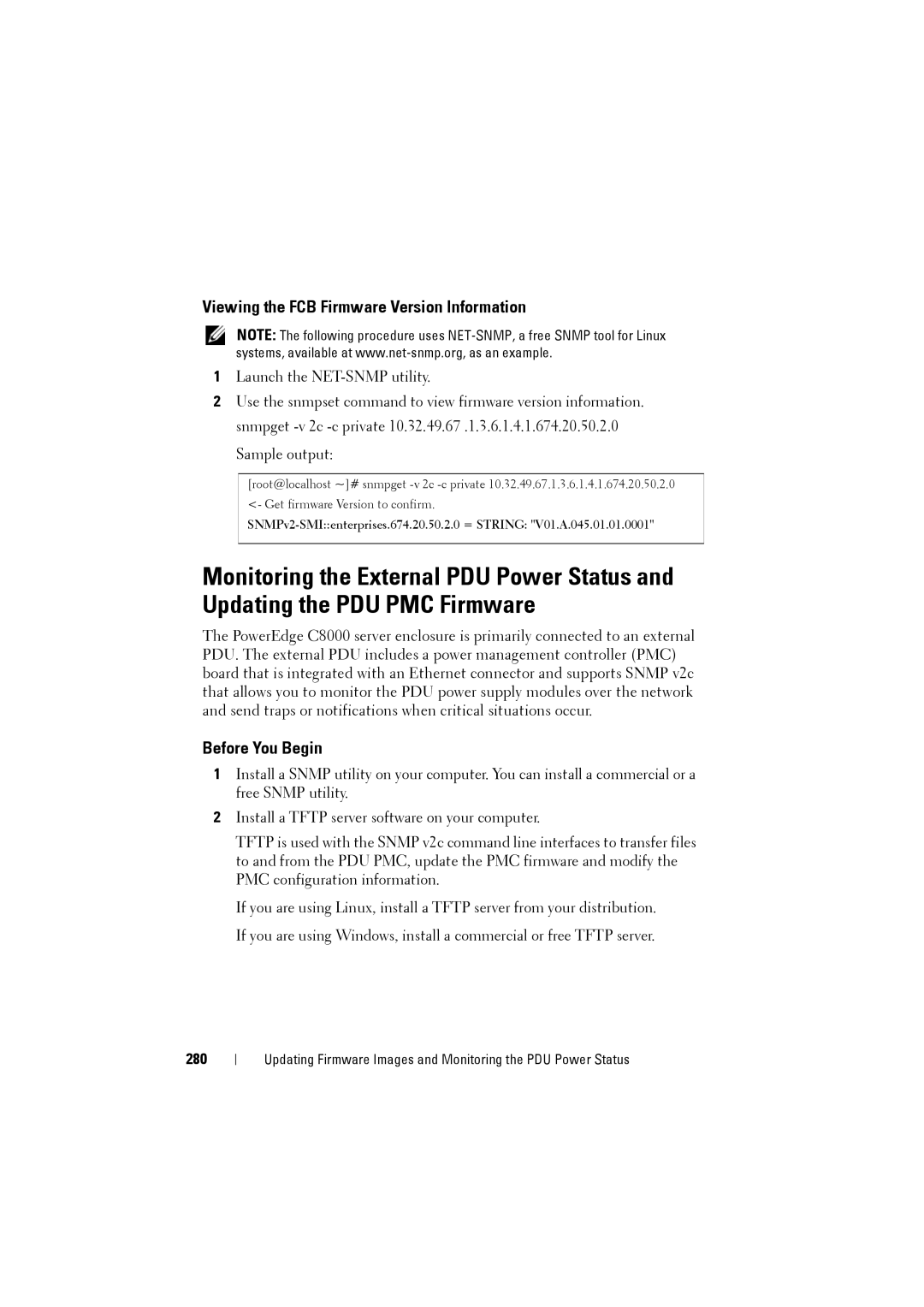 Dell C8000 owner manual Viewing the FCB Firmware Version Information, 280 