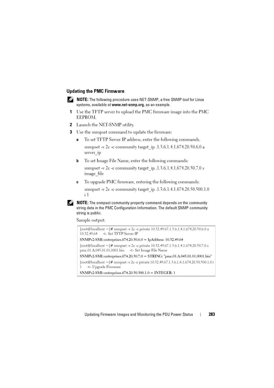 Dell C8000 owner manual Updating the PMC Firmware, 283 