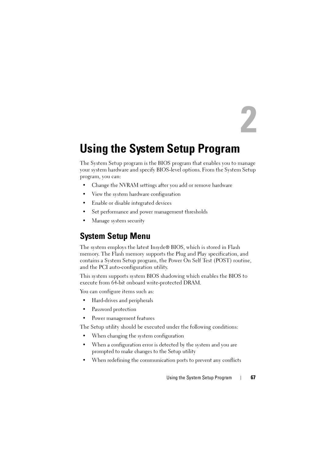 Dell C8000 owner manual Using the System Setup Program, System Setup Menu 