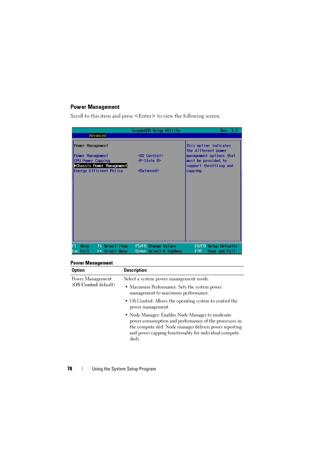 Dell C8000 owner manual Power Management 