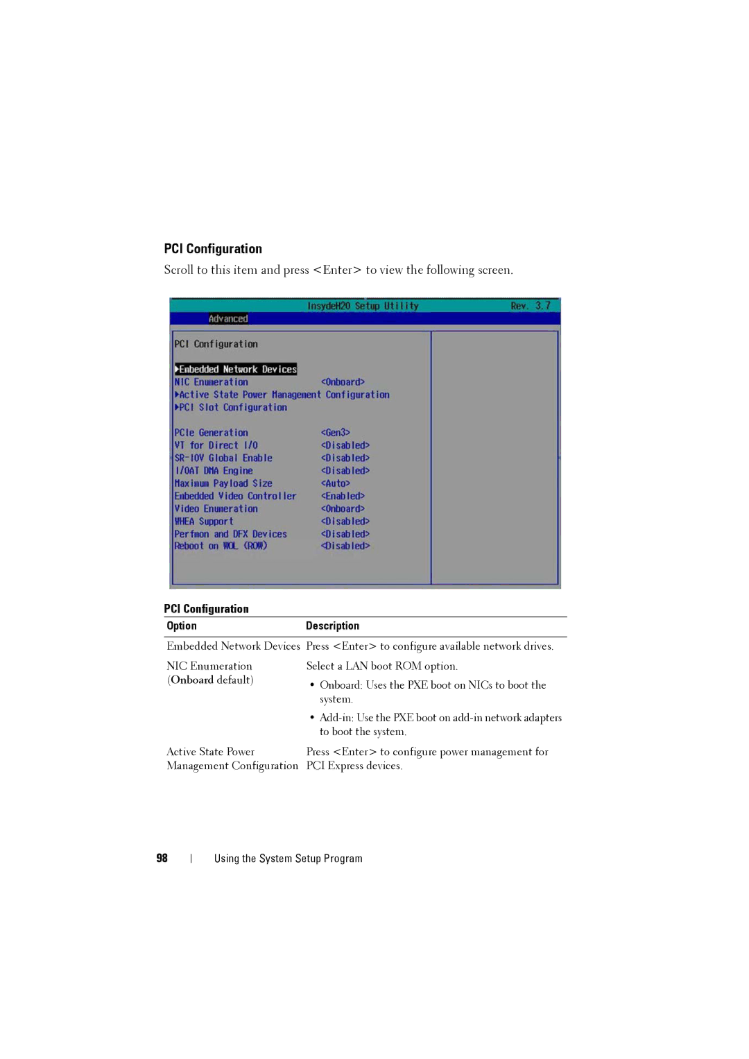 Dell C8000 owner manual PCI Configuration 