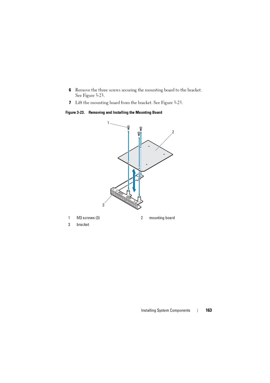 Dell C8220 owner manual 163, Removing and Installing the Mounting Board 