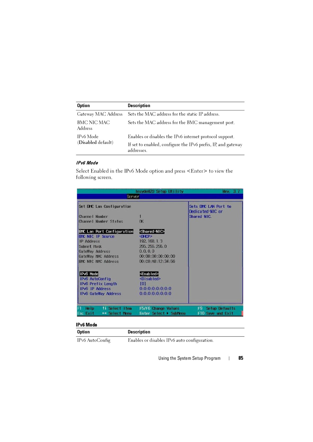 Dell C8220 owner manual IPv6 Mode 