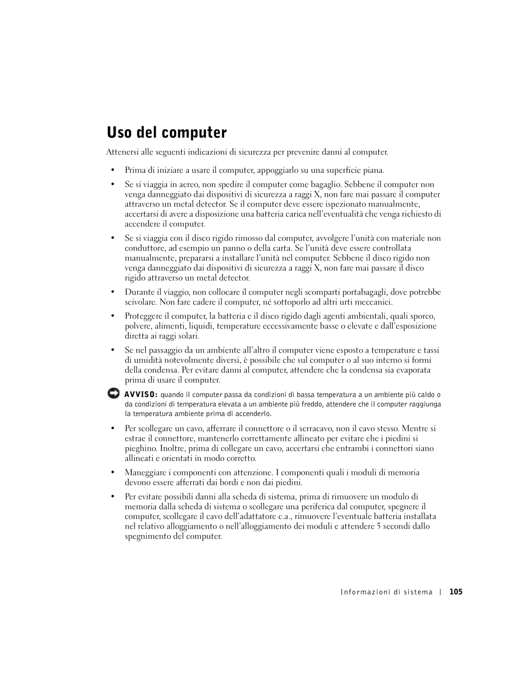 Dell C840 manual Uso del computer, Informazioni di sistema 105 