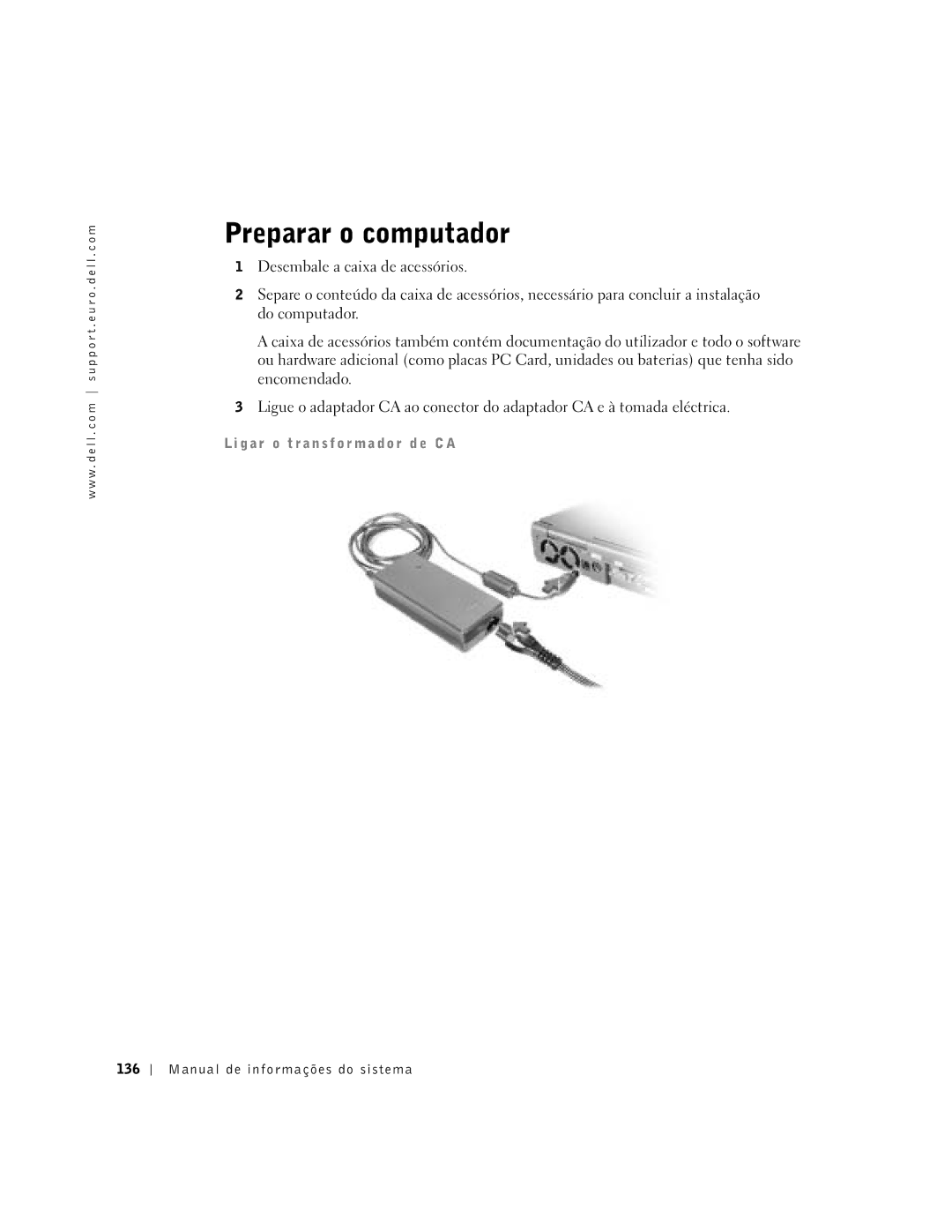 Dell C840 manual Preparar o computador, Manual de informações do sistema 