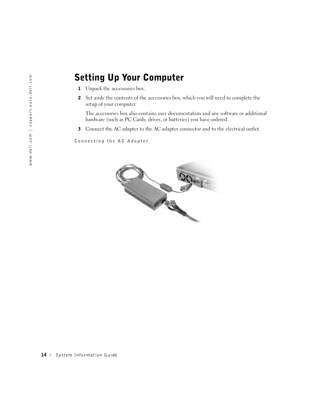 Dell C840 manual Setting Up Your Computer 