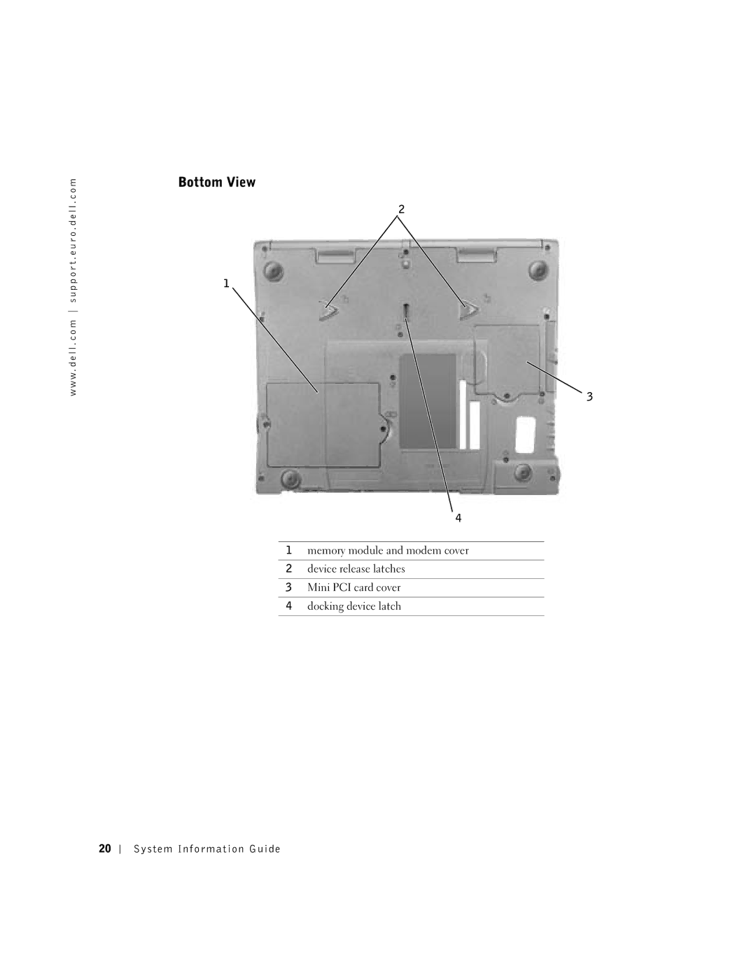 Dell C840 manual Bottom View 